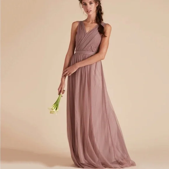 Birdy Grey Christina Tulle Sandy Mauve Convertible Dress Size Large - Picture 3 of 8